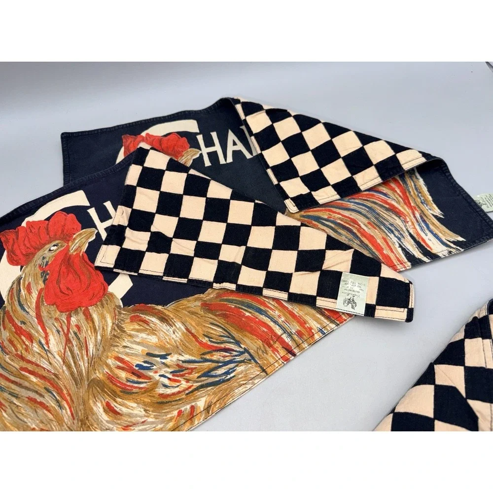 Rooster Cheryl Elich Chanticleer Placemats Set of 6 Reversible Cotton Farmhouse